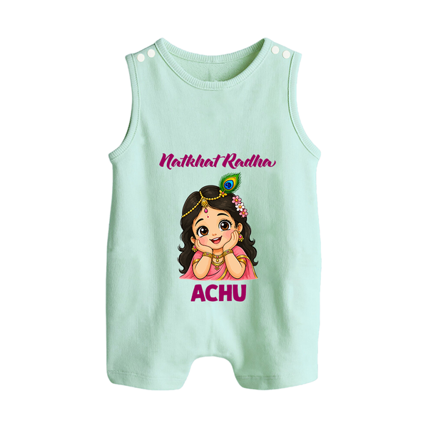 Little Radha Krishna Divine Charm Print Button Romper - MINT GREEN - New Born (Chest 18")