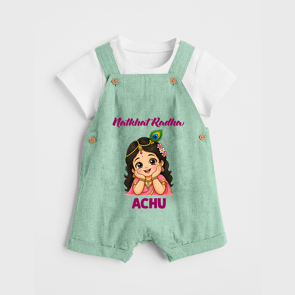 Little Radha Krishna Divine Charm Print Dungaree - MINT GREEN - 0 - 5 Months Old (Chest 18")