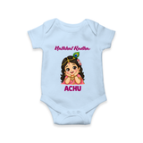 Little Radha Krishna Divine Charm Print Romper - BABY BLUE - New Born (Chest 14")