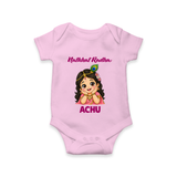 Little Radha Krishna Divine Charm Print Romper - BABY PINK - New Born (Chest 14")