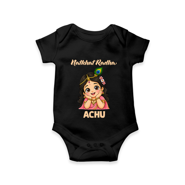 Little Radha Krishna Divine Charm Print Romper - BLACK - New Born (Chest 14")