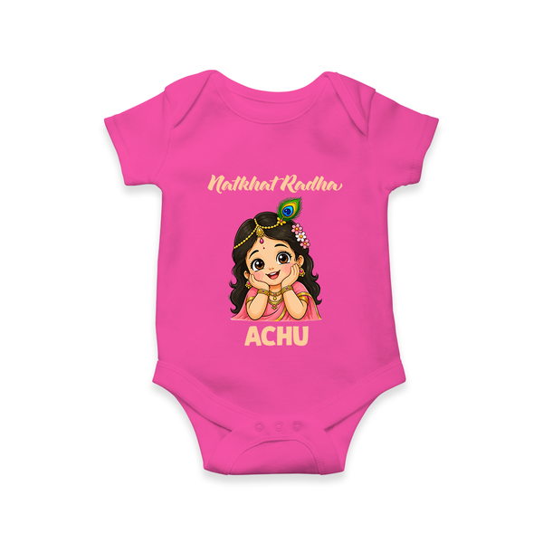 Little Radha Krishna Divine Charm Print Romper - HOT PINK - New Born (Chest 14")