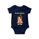 Little Radha Krishna Divine Charm Print Romper - NAVY BLUE - New Born (Chest 14")