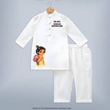 Jai Shri Krishna Divine Little Krishna Printed Kurta - WHITE - 3 - 6 Months Old (Chest 24", Kurta Length 14'', Waist 19", Pant Length 14")