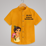 Jai Shri Krishna Divine Little Krishna Printed Shirt - CHROME YELLOW - 0 - 6 Months Old (Chest 23")