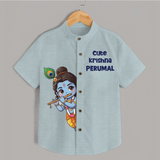 Cute Krishna Flute Melody Illustration Printed Shirt - ARCTIC BLUE - 0 - 6 Months Old (Chest 23")