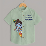 Cute Krishna Flute Melody Illustration Printed Shirt - MINT GREEN - 0 - 6 Months Old (Chest 23")
