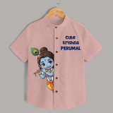 Cute Krishna Flute Melody Illustration Printed Shirt