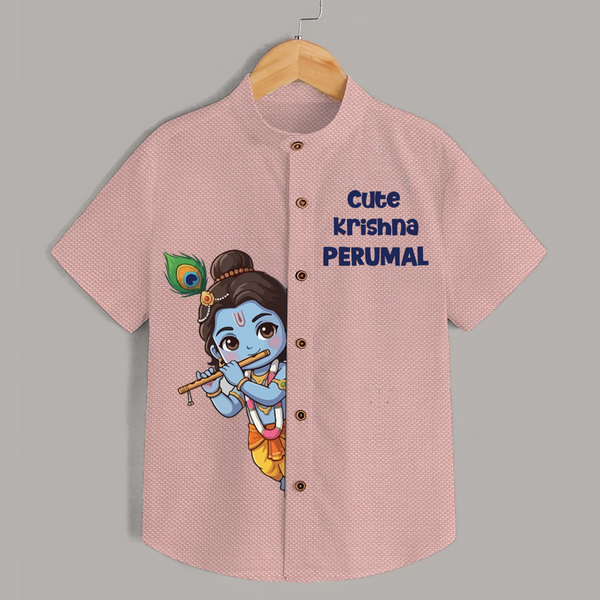Cute Krishna Flute Melody Illustration Printed Shirt