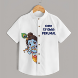 Cute Krishna Flute Melody Illustration Printed Shirt - WHITE - 0 - 6 Months Old (Chest 23")