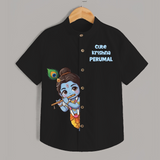 Cute Krishna Flute Melody Illustration Printed Shirt - BLACK - 0 - 6 Months Old (Chest 23")