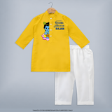 Krishna Janmashtami Lotus Celebration Printed Kurta - CHROME YELLOW - 3 - 6 Months Old (Chest 24", Kurta Length 14'', Waist 19", Pant Length 14")