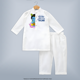Krishna Janmashtami Lotus Celebration Printed Kurta - WHITE - 3 - 6 Months Old (Chest 24", Kurta Length 14'', Waist 19", Pant Length 14")