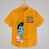 Krishna Janmashtami Lotus Celebration Printed Shirt - CHROME YELLOW - 0 - 6 Months Old (Chest 23")
