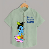 Krishna Janmashtami Lotus Celebration Printed Shirt - MINT GREEN - 0 - 6 Months Old (Chest 23")