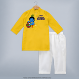 Little Krishna Makhan Pot Mischief Printed Kurta - CHROME YELLOW - 3 - 6 Months Old (Chest 24", Kurta Length 14'', Waist 19", Pant Length 14")