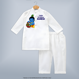 Little Krishna Makhan Pot Mischief Printed Kurta - WHITE - 3 - 6 Months Old (Chest 24", Kurta Length 14'', Waist 19", Pant Length 14")