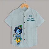 Little Krishna Butter Delight Illustration Printed Shirt - ARCTIC BLUE - 0 - 6 Months Old (Chest 23")