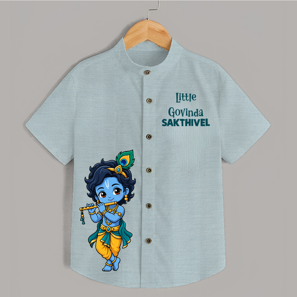 Little Krishna Butter Delight Illustration Printed Shirt - ARCTIC BLUE - 0 - 6 Months Old (Chest 23")