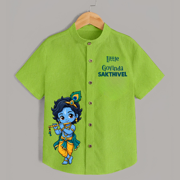 Little Krishna Butter Delight Illustration Printed Shirt - LIME GREEN - 0 - 6 Months Old (Chest 23")