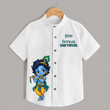 Little Krishna Butter Delight Illustration Printed Shirt - WHITE - 0 - 6 Months Old (Chest 23")