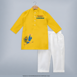 Little Govinda Flute Player Printed Kurta - CHROME YELLOW - 3 - 6 Months Old (Chest 24", Kurta Length 14'', Waist 19", Pant Length 14")