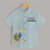 Little Govinda Flute Player Printed Shirt - ARCTIC BLUE - 0 - 6 Months Old (Chest 23")