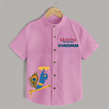 Little Govinda Flute Player Printed Shirt - BABY PINK - 0 - 6 Months Old (Chest 23")