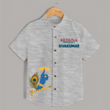 Little Govinda Flute Player Printed Shirt - GREY - 0 - 6 Months Old (Chest 23")