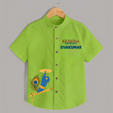 Little Govinda Flute Player Printed Shirt - LIME GREEN - 0 - 6 Months Old (Chest 23")