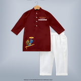 Little Govinda Flute Player Printed Kurta - MAROON - 3 - 6 Months Old (Chest 24", Kurta Length 14'', Waist 19", Pant Length 14")
