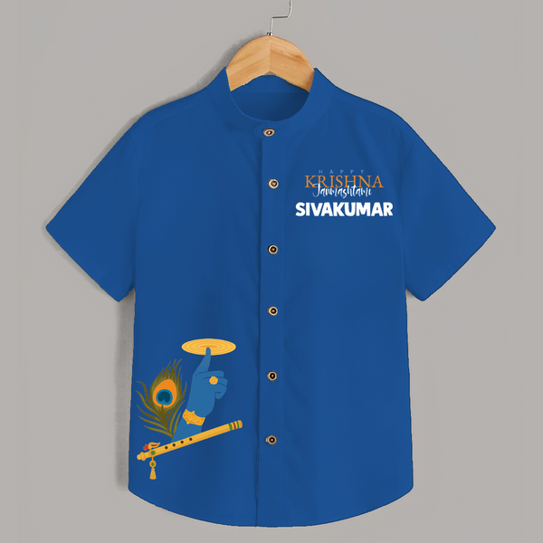 Little Govinda Flute Player Printed Shirt - COBALT BLUE - 0 - 6 Months Old (Chest 23")