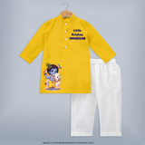 Little Krishna Cow Companion Printed Kurta - CHROME YELLOW - 3 - 6 Months Old (Chest 24", Kurta Length 14'', Waist 19", Pant Length 14")