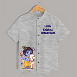 Little Krishna Cow Companion Printed Shirt - GREY - 0 - 6 Months Old (Chest 23")