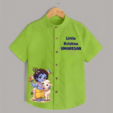 Little Krishna Cow Companion Printed Shirt - LIME GREEN - 0 - 6 Months Old (Chest 23")