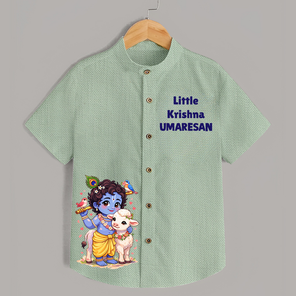 Little Krishna Cow Companion Printed Shirt - MINT GREEN - 0 - 6 Months Old (Chest 23")