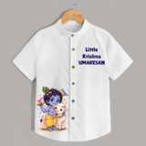 Little Krishna Cow Companion Printed Shirt - WHITE - 0 - 6 Months Old (Chest 23")
