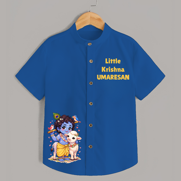 Little Krishna Cow Companion Printed Shirt - COBALT BLUE - 0 - 6 Months Old (Chest 23")