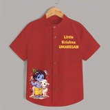 Little Krishna Cow Companion Printed Shirt - RED - 0 - 6 Months Old (Chest 23")