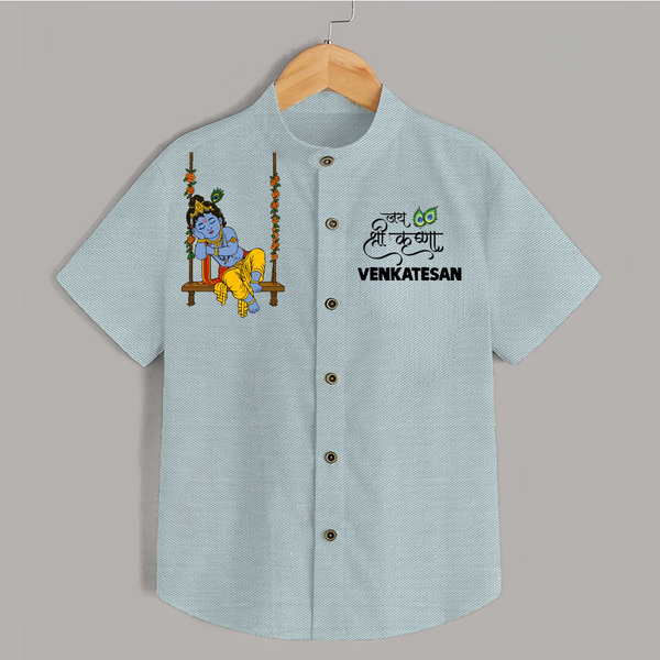 Krishna Swing Celebration Illustration Printed Shirt - ARCTIC BLUE - 0 - 6 Months Old (Chest 23")