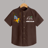Krishna Swing Celebration Illustration Printed Shirt - CHOCOLATE BROWN - 0 - 6 Months Old (Chest 23")