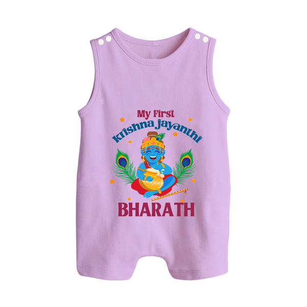 My First Krishna Jayanthi Romper Suit/Sleeveless Romper | Personalized Baby Romper Suit/Sleeveless Romper for Krishna Jayanthi Celebration - LILAC - 0 - 5 Months Old (Chest 18")