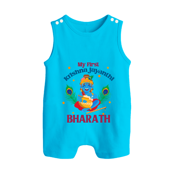 My First Krishna Jayanthi Romper Suit/Sleeveless Romper | Personalized Baby Romper Suit/Sleeveless Romper for Krishna Jayanthi Celebration - SKY BLUE - 0 - 5 Months Old (Chest 18")