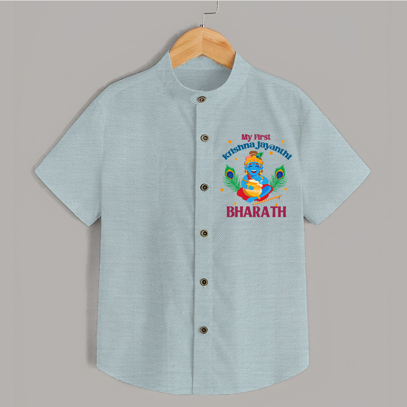 My First Krishna Jayanthi Shirt | Personalized Baby Shirt for Krishna Jayanthi Celebration - ARCTIC BLUE - 0 - 6 Months Old (Chest 23")