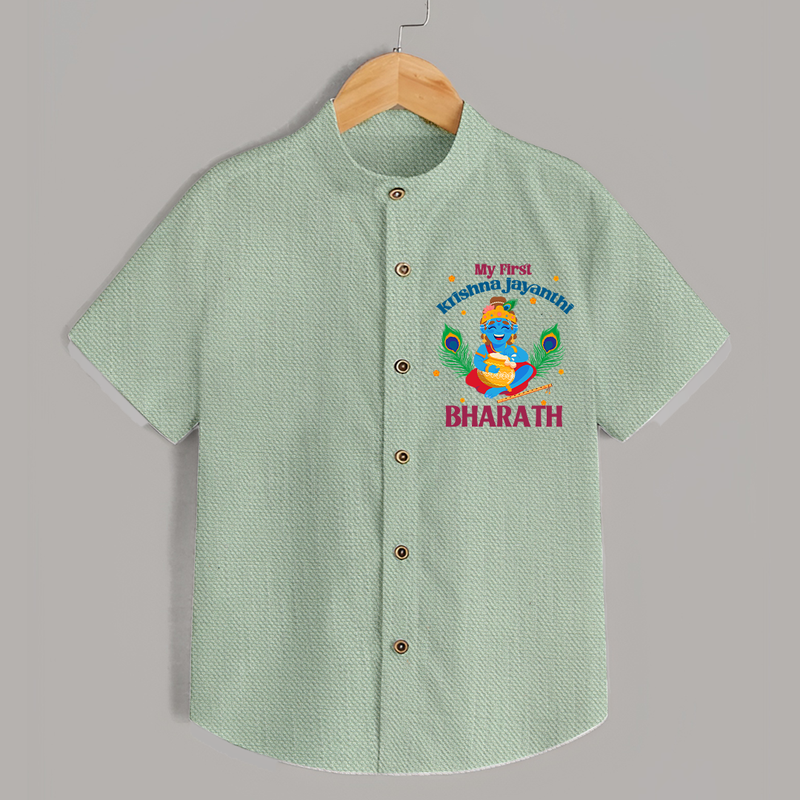 My First Krishna Jayanthi Shirt | Personalized Baby Shirt for Krishna Jayanthi Celebration - MINT GREEN - 0 - 6 Months Old (Chest 23")
