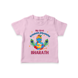 My First Krishna Jayanthi T-shirt | Personalized Baby T-shirt for Krishna Jayanthi Celebration - BABY PINK - 0-5 Months Old (Chest 17")