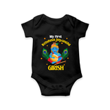 My First Krishna Jayanthi Romper/Onesie | Personalized Baby Romper/Onesie for Krishna Jayanthi Celebration - BLACK - New Born (Chest 14")