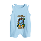 My First Krishnashtami Romper Suit/Sleeveless Romper | Personalized Baby Romper Suit/Sleeveless Romper for Krishnashtami - BABY BLUE - 0 - 5 Months Old (Chest 18")