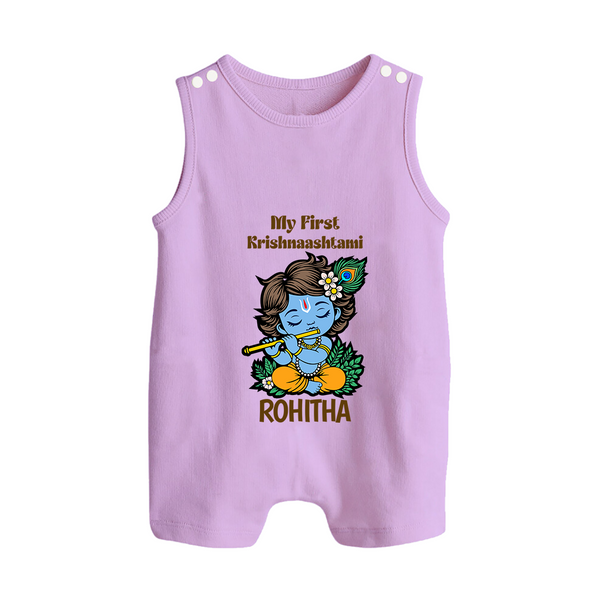 My First Krishnashtami Romper Suit/Sleeveless Romper | Personalized Baby Romper Suit/Sleeveless Romper for Krishnashtami - LILAC - 0 - 5 Months Old (Chest 18")