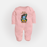 My First Krishnashtami Sleep Suit/Full Sleeve Body Suit | Personalized Baby Sleep Suit/Full Sleeve Body Suit for Krishnashtami - BABY PINK - New Born (Chest 7.5")
